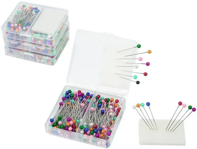 Main image of 600Pcs Colorful Pearlized Sewing Pins for Fabric, 1.57inch Quilting Pin with 0.17inch Easy Grip Needle Bead, Multicolor with Sponge Holder, Straight Pins Sewing for Sewing Crafts Jewelry DIY