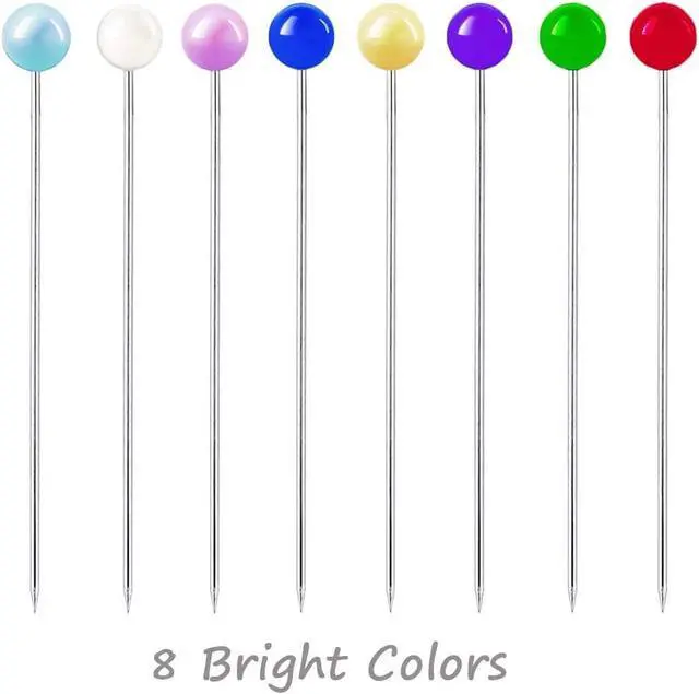 Alt view image 6 of 7 - 600Pcs Colorful Pearlized Sewing Pins for Fabric, 1.57inch Quilting Pin with 0.17inch Easy Grip Needle Bead, Multicolor with Sponge Holder, Straight Pins Sewing for Sewing Crafts Jewelry DIY