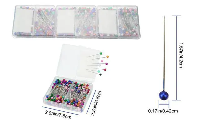 Alt view image 3 of 7 - 600Pcs Colorful Pearlized Sewing Pins for Fabric, 1.57inch Quilting Pin with 0.17inch Easy Grip Needle Bead, Multicolor with Sponge Holder, Straight Pins Sewing for Sewing Crafts Jewelry DIY