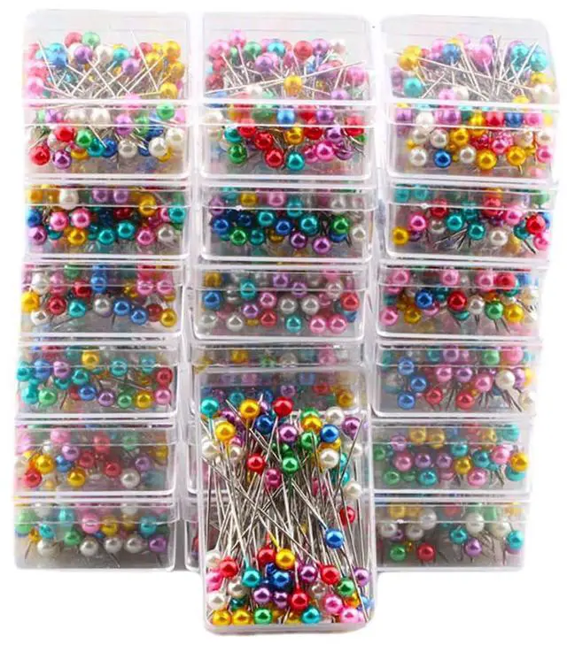 Main image of 1000PCS Multicolor Straight Pins, Pearlized Ball Head Quilting Pins Long 1.5 inch for Fabric DIY Crafts