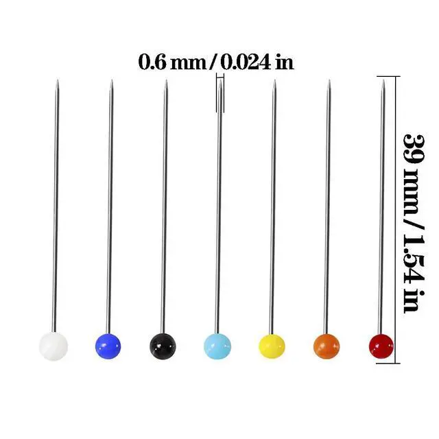 Alt view image 2 of 4 - 1000PCS Multicolor Straight Pins, Pearlized Ball Head Quilting Pins Long 1.5 inch for Fabric DIY Crafts