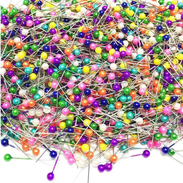 Main image of 1500 PCS Sewing Pins 38 mm Pearl Head Pins for Dressmaking Jewelry Components Flower Decoration with Box,Multicolor