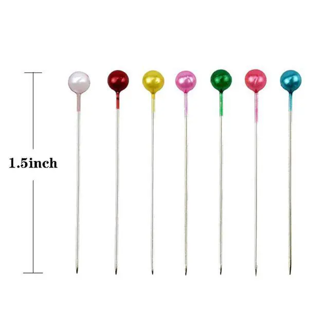 Alt view image 2 of 7 - 1500 PCS Sewing Pins 38 mm Pearl Head Pins for Dressmaking Jewelry Components Flower Decoration with Box,Multicolor