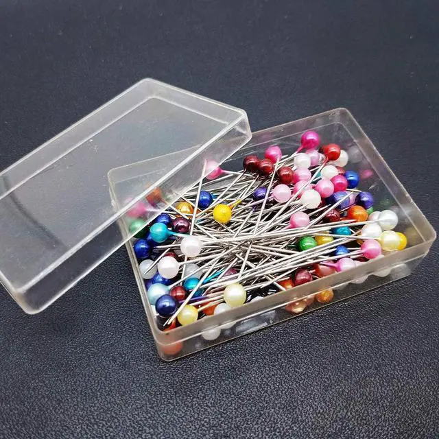 Alt view image 3 of 7 - 1500 PCS Sewing Pins 38 mm Pearl Head Pins for Dressmaking Jewelry Components Flower Decoration with Box,Multicolor