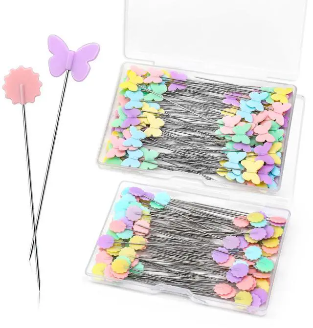 Main image of 200PCS Sewing Pins for Fabric, Sewing Pins Flat Head Straight Pins | Head Sewing Supplies Quilting Pins, Flower Head with Storage Boxes for Sewing DIY Projects Dressmaker Decoration