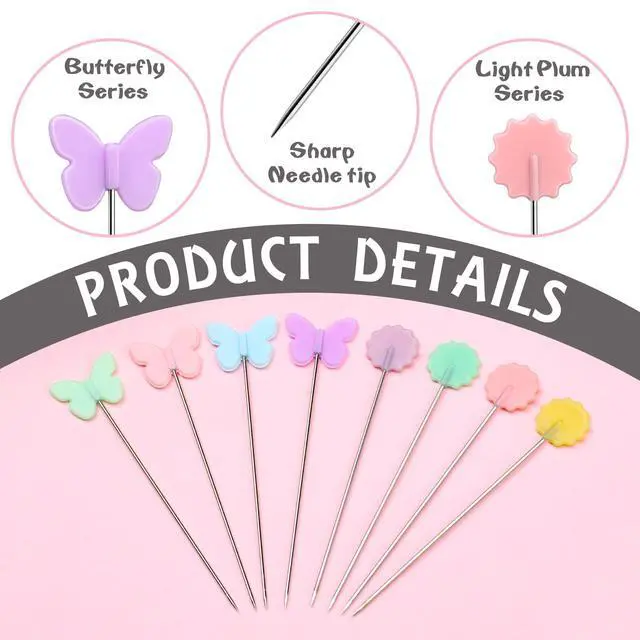 Alt view image 6 of 7 - 200PCS Sewing Pins for Fabric, Sewing Pins Flat Head Straight Pins | Head Sewing Supplies Quilting Pins, Flower Head with Storage Boxes for Sewing DIY Projects Dressmaker Decoration