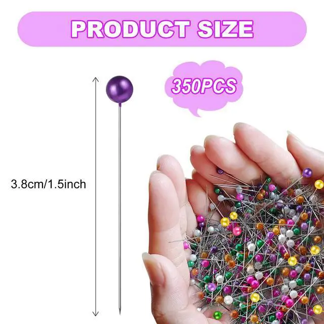 Alt view image 3 of 7 - Sewing Pins, 350 Pcs, Colored Heads, Plastic, Straight Pins