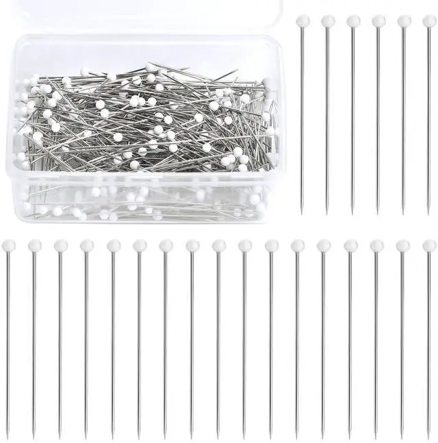 Main image of Sewing Pins, 300 PCS White Pearlized Ball Head Quilting Pins | Straight Pins for Fabric, Long 1.5inch with Transparent Plastic Box for Dressmaker, Jewelry DIY Decoration and Sewing Project