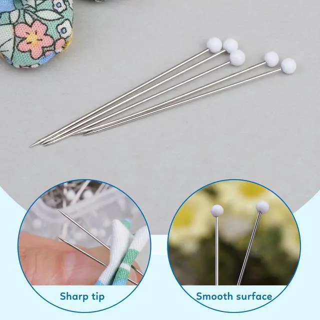 Alt view image 4 of 7 - Sewing Pins, 300 PCS White Pearlized Ball Head Quilting Pins | Straight Pins for Fabric, Long 1.5inch with Transparent Plastic Box for Dressmaker, Jewelry DIY Decoration and Sewing Project