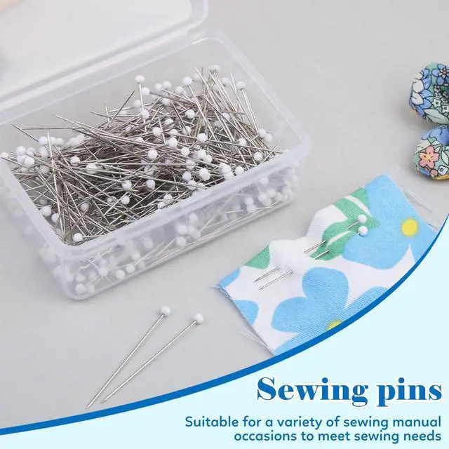 Alt view image 3 of 7 - Sewing Pins, 300 PCS White Pearlized Ball Head Quilting Pins | Straight Pins for Fabric, Long 1.5inch with Transparent Plastic Box for Dressmaker, Jewelry DIY Decoration and Sewing Project
