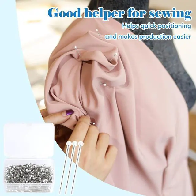 Alt view image 6 of 7 - Sewing Pins, 300 PCS White Pearlized Ball Head Quilting Pins | Straight Pins for Fabric, Long 1.5inch with Transparent Plastic Box for Dressmaker, Jewelry DIY Decoration and Sewing Project