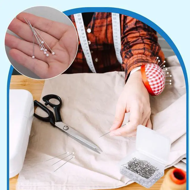 Alt view image 7 of 7 - Sewing Pins, 300 PCS White Pearlized Ball Head Quilting Pins | Straight Pins for Fabric, Long 1.5inch with Transparent Plastic Box for Dressmaker, Jewelry DIY Decoration and Sewing Project