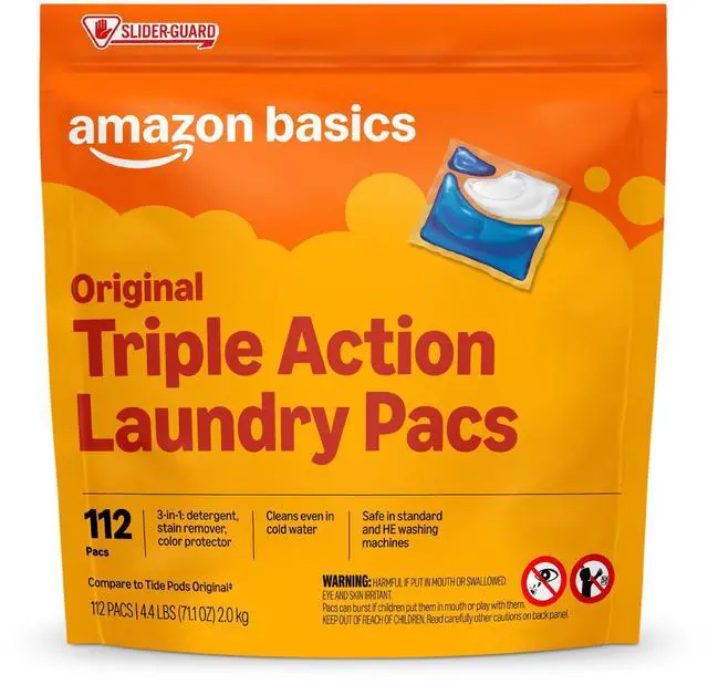 Main image of Laundry Detergent Pacs, Original Scent, Powerful Triple Action, 112 Count