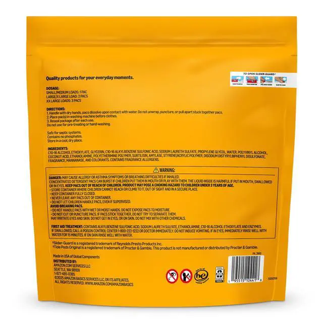 Alt view image 6 of 6 - Laundry Detergent Pacs, Original Scent, 3-in-1 Triple Action Formula, Stain Remover, Color Protector, Works in All Temperatures, HE Compatible, 81 Count