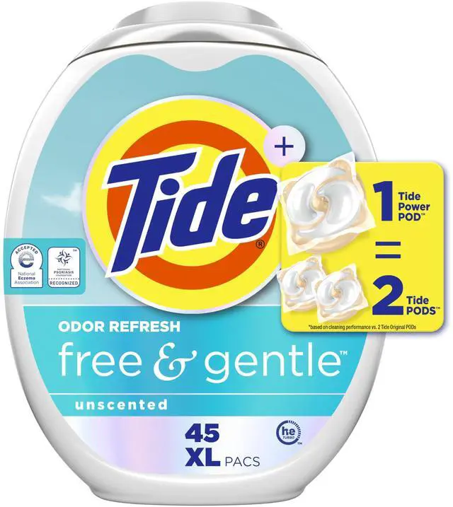 Main image of PODS Free and Gentle Odor Refresh Laundry Detergent Packs, 45 Count, Hypoallergenic Laundry Detergent Pods
