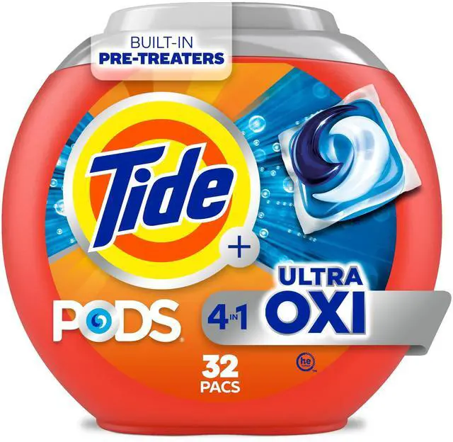 Main image of 4-n-1 Ultra Oxi Pods Laundry Detergent Pacs, HE Compatible, Built in Pre-Treater for Stains, 32 Count