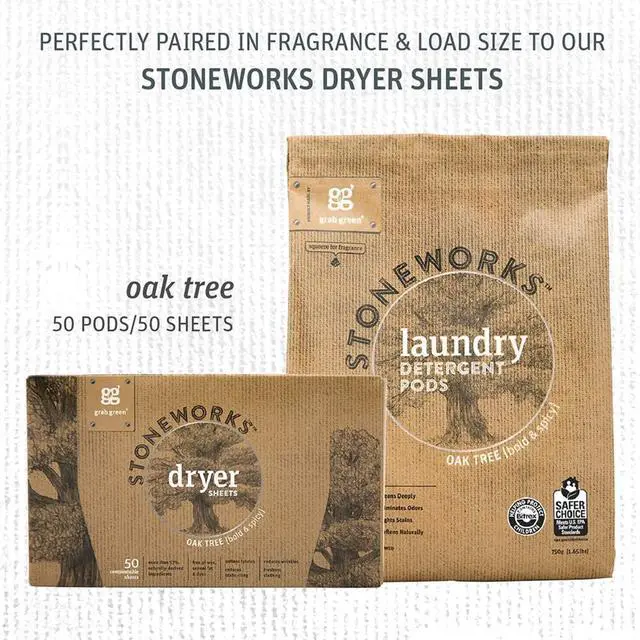 Alt view image 6 of 6 - Stoneworks Laundry Detergent Pods, 50 Count, Oak Tree | EPA Safer Choice; Plant & Mineral-Based; Fights stains; Eliminates odors; Softens naturally; No Harsh Chemicals