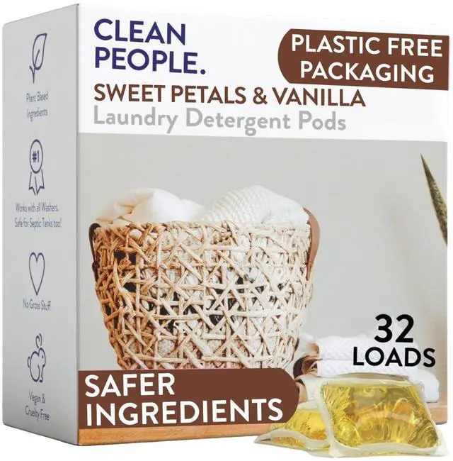 Main image of Laundry Detergent Pods - Hypoallergenic Laundry Pods - Ultra Concentrated, Recyclable Packaging, Stain Fighting - Sweet Petals, 32 Pack