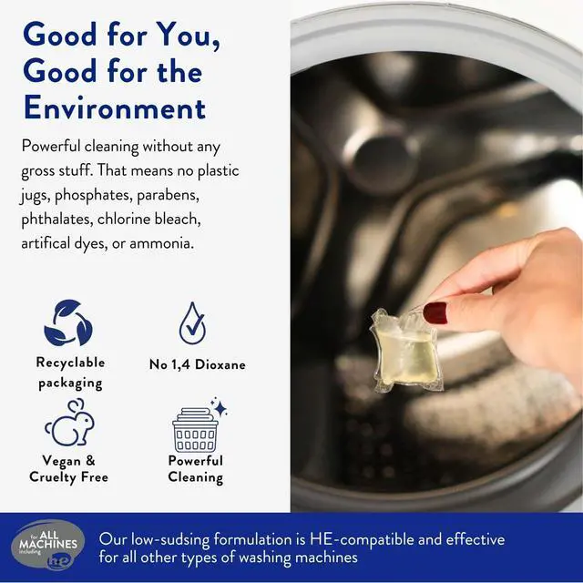 Alt view image 4 of 7 - Laundry Detergent Pods - Hypoallergenic Laundry Pods - Ultra Concentrated, Recyclable Packaging, Stain Fighting - Sweet Petals, 32 Pack