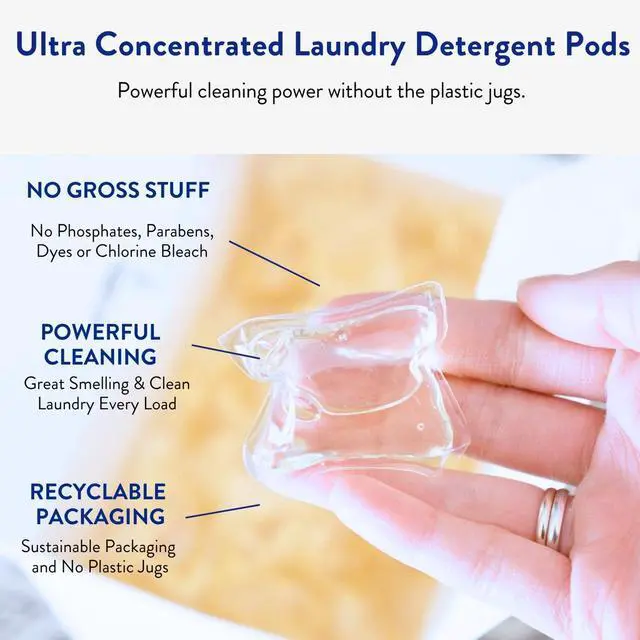 Alt view image 5 of 7 - Laundry Detergent Pods - Hypoallergenic Laundry Pods - Ultra Concentrated, Recyclable Packaging, Stain Fighting - Sweet Petals, 32 Pack