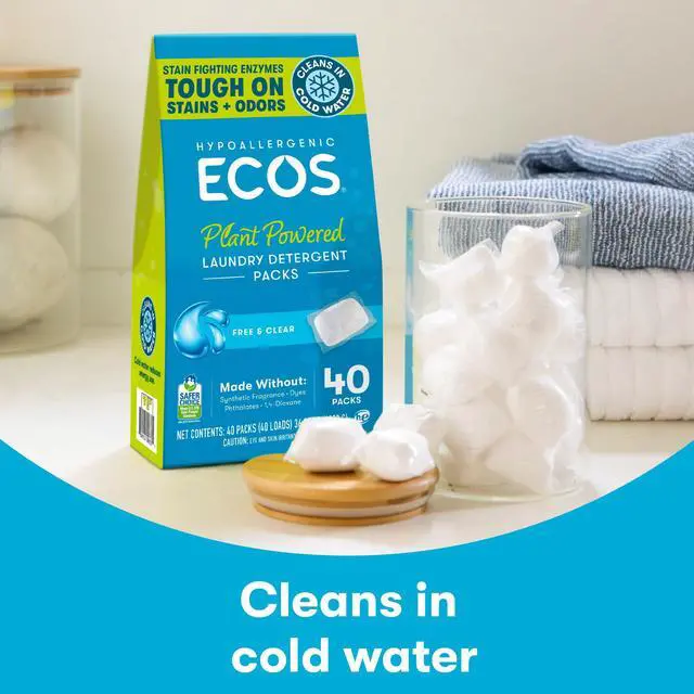 Alt view image 2 of 7 - Laundry Detergent Packs, 80 Loads - 100% Plastic Free Packaging - Convenient No Mess Washing Soap Packs - Hypoallergenic for Sensitive Skin - Free & Clear