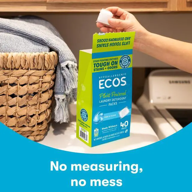 Alt view image 5 of 7 - Laundry Detergent Packs, 80 Loads - 100% Plastic Free Packaging - Convenient No Mess Washing Soap Packs - Hypoallergenic for Sensitive Skin - Free & Clear