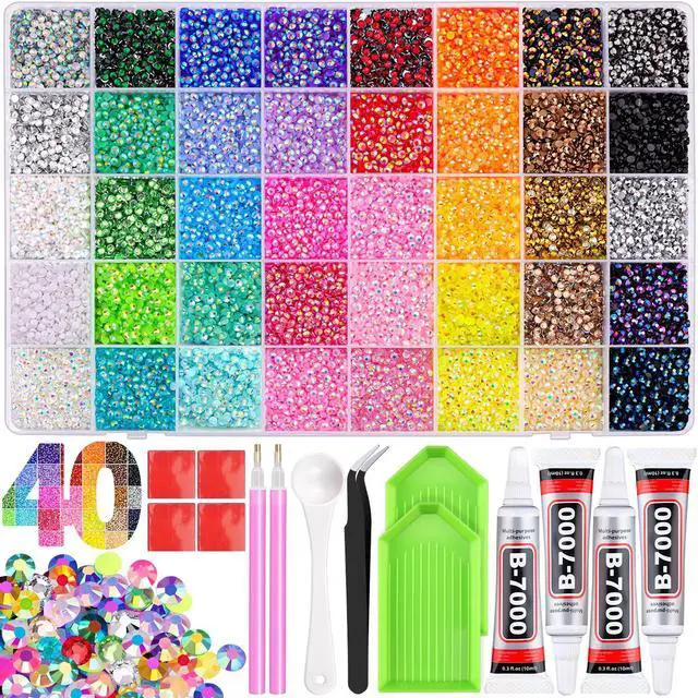Main image of Bedazzling Kit 50000Pcs 3mm Jelly Rhinestones - Diamond Art | 40 Colors Flatback Bedazzler Gems, 3Pcs B7000 Jewelry Glue, Bedazzle Tools for Books Nail Art, Birthday Gifts for Women