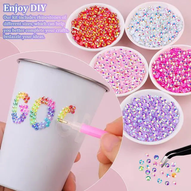Alt view image 3 of 7 - Bedazzling Kit 50000Pcs 3mm Jelly Rhinestones - Diamond Art | 40 Colors Flatback Bedazzler Gems, 3Pcs B7000 Jewelry Glue, Bedazzle Tools for Books Nail Art, Birthday Gifts for Women