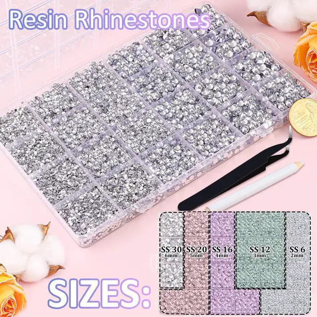 Alt view image 2 of 7 - 35000Pcs Silver Clear Rhinestones Bedazzling Kit | with 3Pcs B7000 Jewelry Glue, Diamond Art Tools, Multi Size Flatback Gems for Bedazzling Shoes Books Crafts Nail Art Makeup