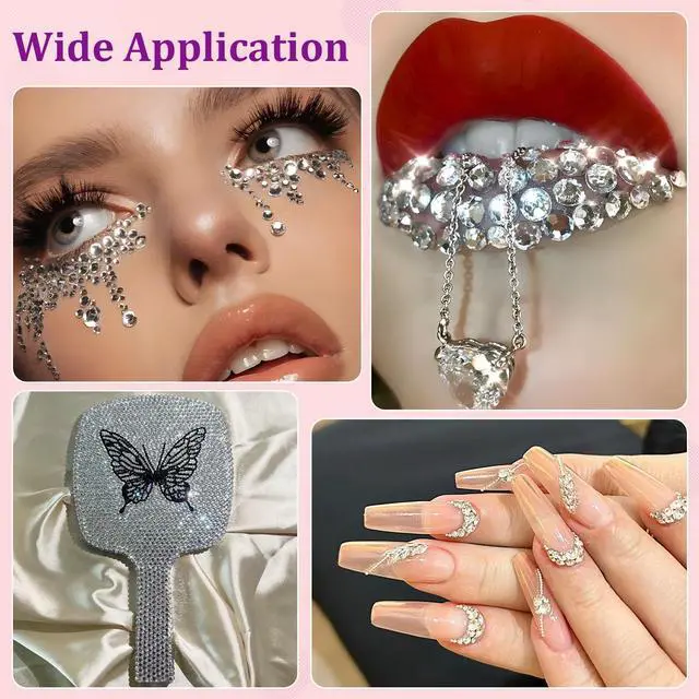 Alt view image 6 of 7 - 35000Pcs Silver Clear Rhinestones Bedazzling Kit | with 3Pcs B7000 Jewelry Glue, Diamond Art Tools, Multi Size Flatback Gems for Bedazzling Shoes Books Crafts Nail Art Makeup