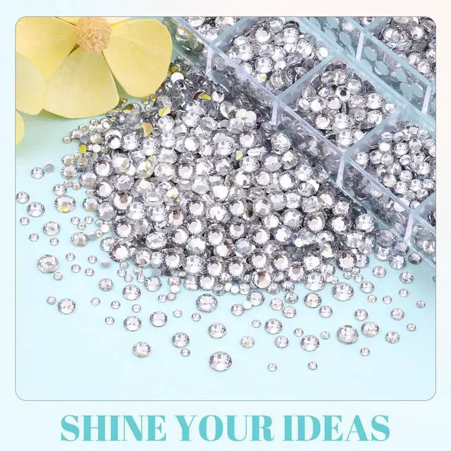 Alt view image 3 of 7 - 6100Pcs Resin Rhinestones for Crafting with 2Pcs 10ml B7000 Jewelry Glue, 1 Box Flatback Crystals Diamond (Clear) for Bedazzling Crafts DIY Nail Art Non Hotfix Gems for Clothing Shoes Tumblers