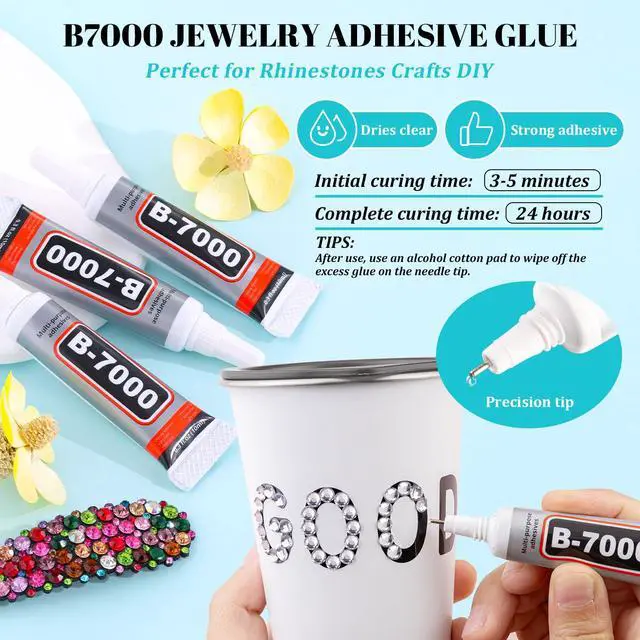 Alt view image 4 of 7 - 6100Pcs Resin Rhinestones for Crafting with 2Pcs 10ml B7000 Jewelry Glue, 1 Box Flatback Crystals Diamond (Clear) for Bedazzling Crafts DIY Nail Art Non Hotfix Gems for Clothing Shoes Tumblers