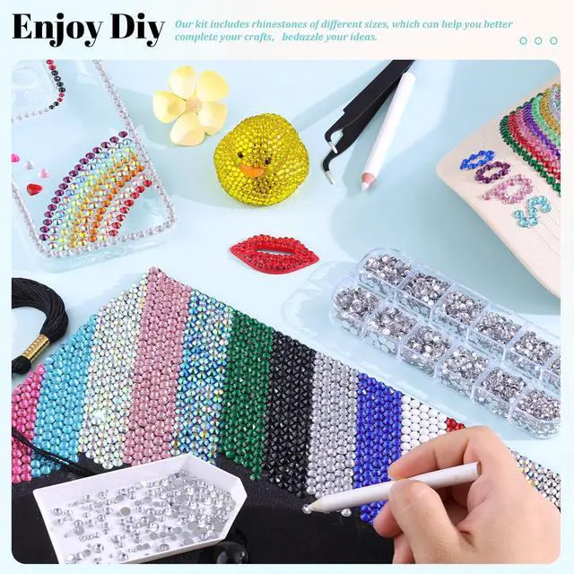 Alt view image 7 of 7 - 6100Pcs Resin Rhinestones for Crafting with 2Pcs 10ml B7000 Jewelry Glue, 1 Box Flatback Crystals Diamond (Clear) for Bedazzling Crafts DIY Nail Art Non Hotfix Gems for Clothing Shoes Tumblers