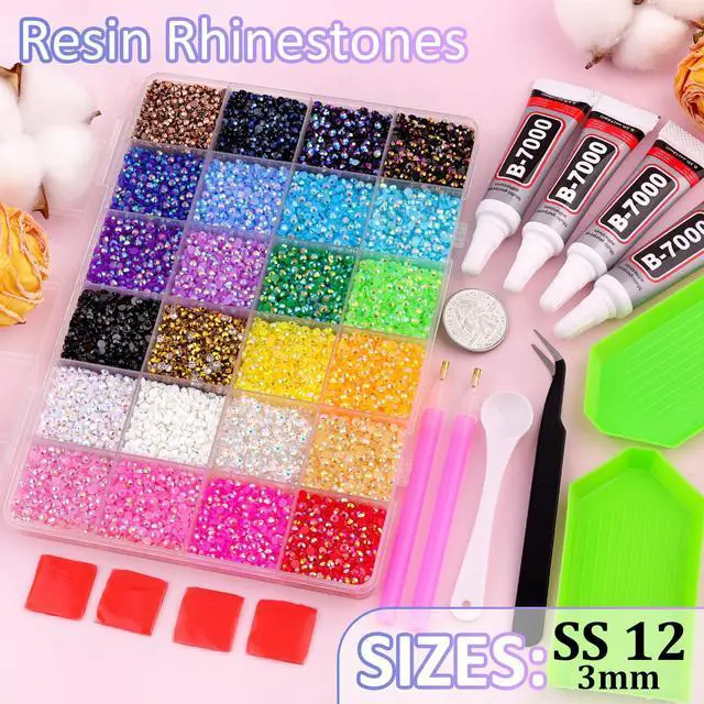 Alt view image 2 of 7 - 34000Pcs Resin Jelly Rhinestones for Bedazzling, Multicolor 3mm Flatback Gems for Diamond Art, Bedazzler Kit with 3Pcs 10ml B7000 Jewelry Glue for Bedazzle Thing Crafting Book Nail Art