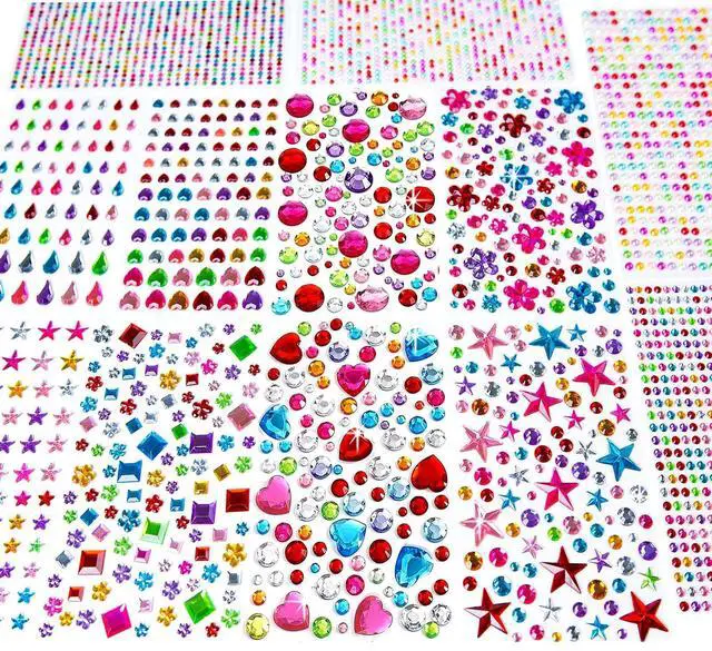 Main image of 3228pcs Gems Stickers, Self Adhesive Rhinestone Jewel Gems | Acrylic Gems DIY Craft Decorative Diamond Stickers, Assorted Shapes Jewels Rhinestones Sticker, Gem Sticker Crafts Set