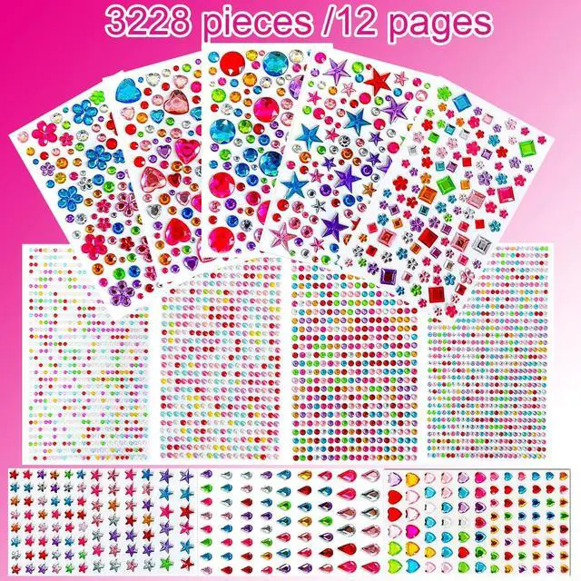 Alt view image 2 of 7 - 3228pcs Gems Stickers, Self Adhesive Rhinestone Jewel Gems | Acrylic Gems DIY Craft Decorative Diamond Stickers, Assorted Shapes Jewels Rhinestones Sticker, Gem Sticker Crafts Set