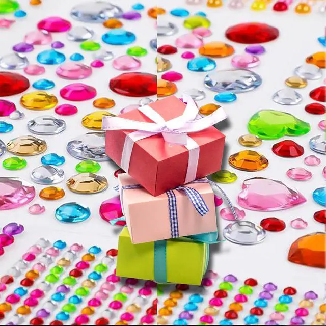 Alt view image 7 of 7 - 3228pcs Gems Stickers, Self Adhesive Rhinestone Jewel Gems | Acrylic Gems DIY Craft Decorative Diamond Stickers, Assorted Shapes Jewels Rhinestones Sticker, Gem Sticker Crafts Set