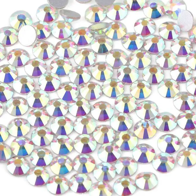 Main image of Flat Back Crystal Rhinestones,Crystal AB, SS30, 288pcs | Flatback Glass Gems, for Nail Art Craft, Glue Fix, 6.3-6.5mm