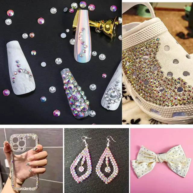 Alt view image 5 of 6 - Flat Back Crystal Rhinestones,Crystal AB, SS30, 288pcs | Flatback Glass Gems, for Nail Art Craft, Glue Fix, 6.3-6.5mm