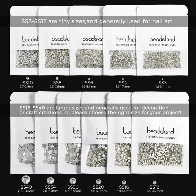 Alt view image 6 of 6 - Flat Back Crystal Rhinestones,Crystal AB, SS20, 1440pcs | Flatback Glass Gems, for Nail Art Craft, Glue Fix, 4.6-4.8mm