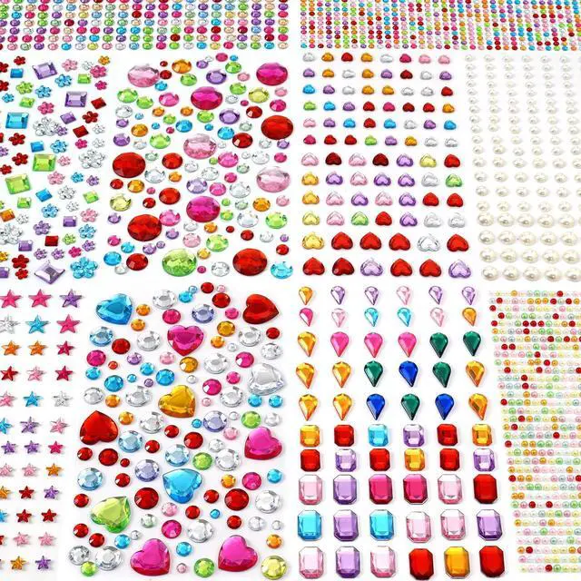 Main image of 2774pcs Gem Stickers Jewels for Crafts, Adhesive Gems Rhinestone | Stick on Gems Acrylic Bedazzling Glitter Bling Heart Stickers Craft Supplies
