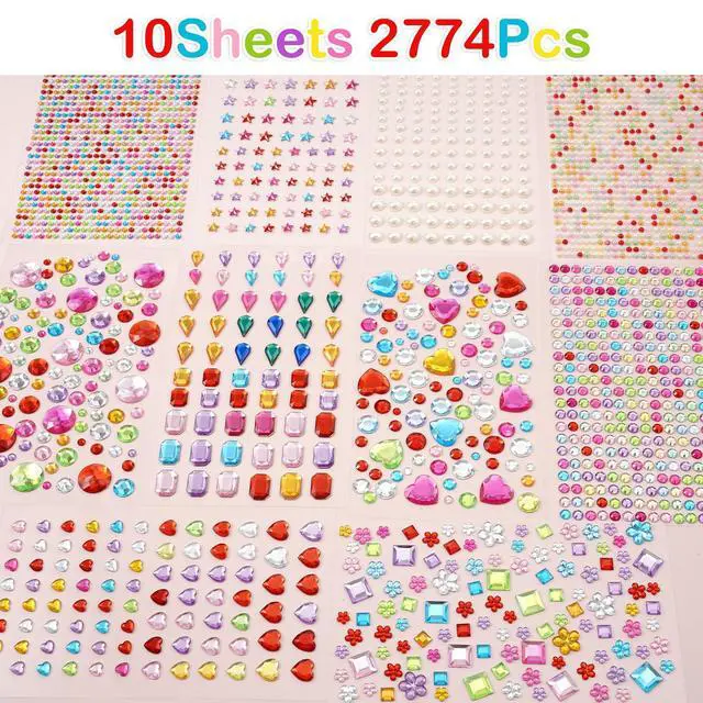Alt view image 3 of 7 - 2774pcs Gem Stickers Jewels for Crafts, Adhesive Gems Rhinestone | Stick on Gems Acrylic Bedazzling Glitter Bling Heart Stickers Craft Supplies
