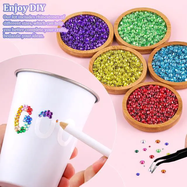 Alt view image 3 of 7 - 22000Pcs Resin Rhinestones for Bedazzling with Tweezers, Multicolor 2/3/4mm Rhinestones for Crafting with B7000 Jewelry Glue for DIY Crafts Clothing Tumblers Shoes Fabric Nail Art