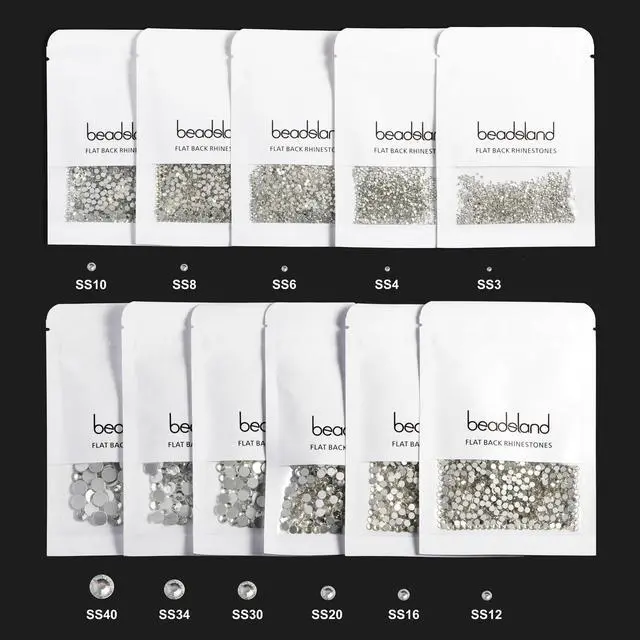 Alt view image 6 of 6 - Flat Back Crystal Rhinestones,Crystal, SS10, 1440pcs | Flatback Glass Gems, for Nail Art Craft, Glue Fix, 2.7-2.9mm