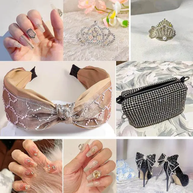 Alt view image 6 of 6 - Flat Back Crystal Rhinestones Bulk, Crystal, SS10, 14400pcs | Flatback Glass Gems for Nails Crafts Clothes DIY Decoration, Glue Fix, 2.7-2.9mm