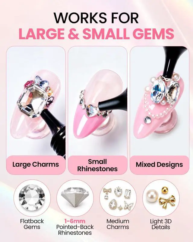 Alt view image 3 of 7 - Rhinestone Glue for Nails: Super Strong 3D Gel for Nail Charms 30g | 30-Day Hold. Crystal Clear, Non-Yellowing Medium-Viscosity UV Cured Gel for 16mm Rhinestone, Gem & Charm. DIY, Salon & Gift.