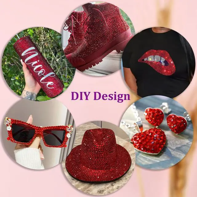 Alt view image 4 of 7 - 32000Pcs Resin Rhinestones with Tweezers for Crafting, Red Flatback Gems, Bedazzling Crystal with 3Pcs 10ml B7000 Jewelry Glue for DIY Crafts Clothing Tumblers Shoes Fabric Nail Art