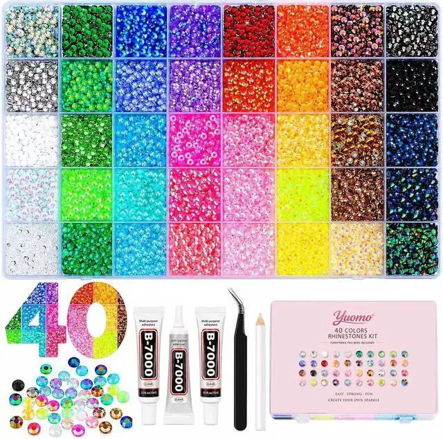 Main image of 40000Pcs 40 Colors Jelly Rhinestones for Bedazzling,Mix Colors Bedazzling Kit with Rhinestones,3MM SS10 Colorful Resin Flatback Gems kit with Complete Tools for Crafting, Nail Art, Shoes, Books