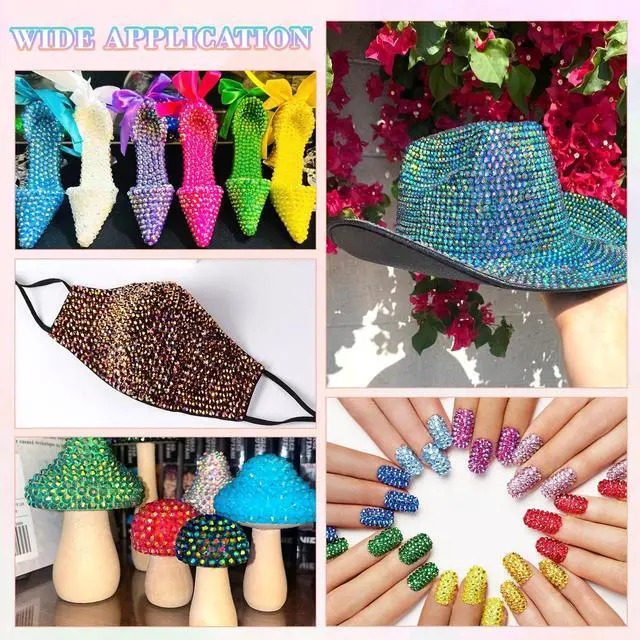 Alt view image 6 of 7 - 50000Pcs 40 Colors Jelly Rhinestones Bedazzling kit, 3mm Multicolor Resin Flatback Gems for Diamond Art, Bedazzler Kit with 3Pcs 10ml B7000 Jewelry Glue for Crafting Book Shoes Nail Art