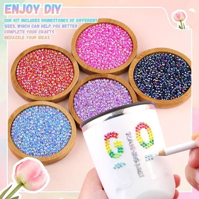 Alt view image 3 of 7 - 50000Pcs 40 Colors Jelly Rhinestones Bedazzling kit, 3mm Multicolor Resin Flatback Gems for Diamond Art, Bedazzler Kit with 3Pcs 10ml B7000 Jewelry Glue for Crafting Book Shoes Nail Art